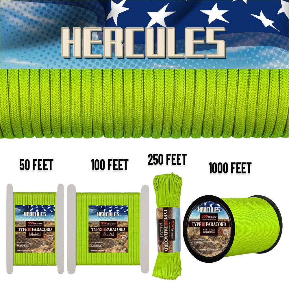 550 Paracord 305M 1000FT 250FT 100FT 7 Cores Camping, Survival, Tent Accessories