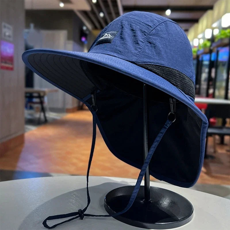Waterproof & Quick-Drying Wide Brim Bucket Hat with Neck Flap