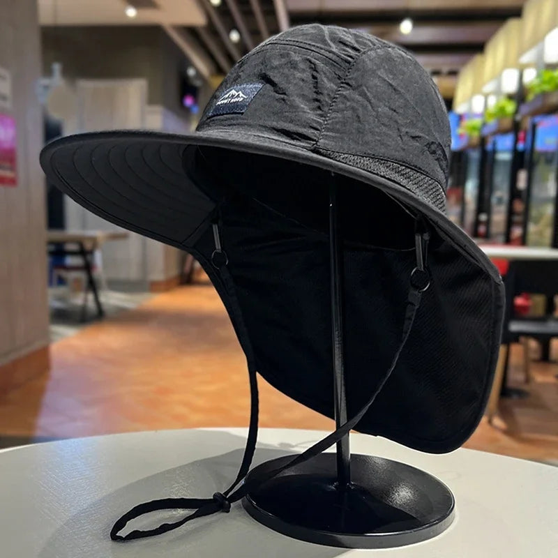 Waterproof & Quick-Drying Wide Brim Bucket Hat with Neck Flap