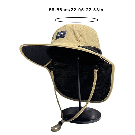 Waterproof & Quick-Drying Wide Brim Bucket Hat with Neck Flap