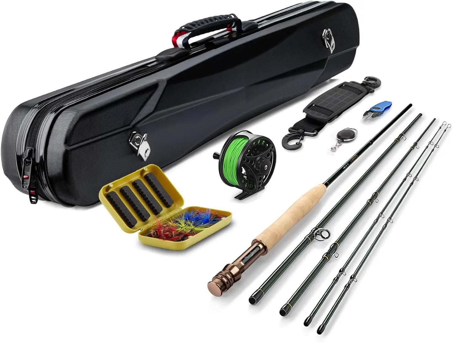4-Piece Carbon Fiber Fly Fishing Rod & Reel Combo