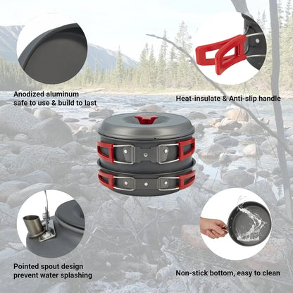 24-Piece Camping  outdoor RV Cookware Set for 2-4 people