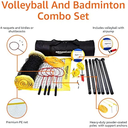 Outdoor Volleyball and Badminton Combo Set
