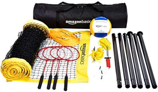Outdoor Volleyball and Badminton Combo Set