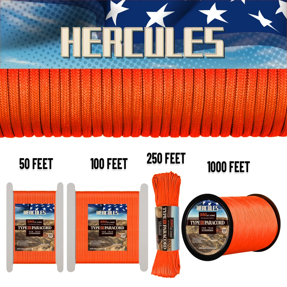 550 Paracord 305M  1000FT 250FT 100FT  7 Cores Camping,  Survival, Tent Accessories
