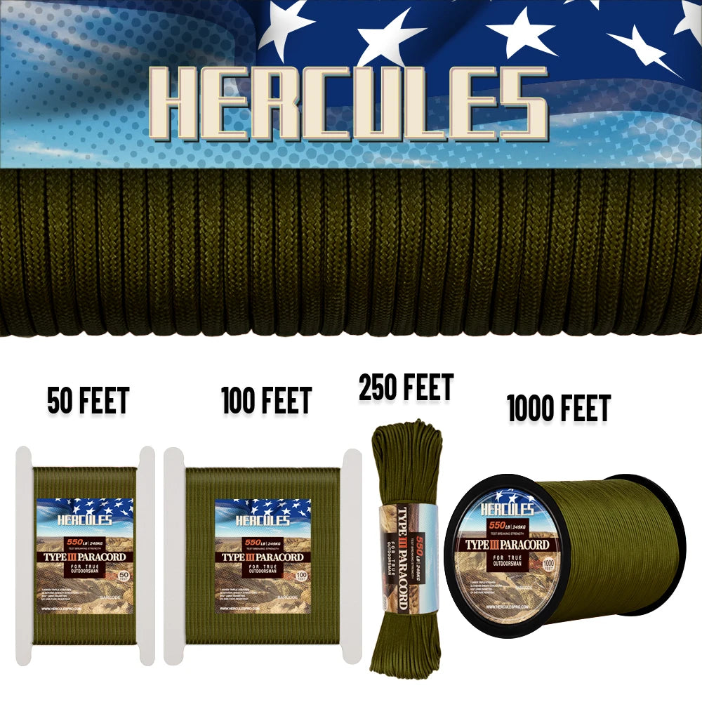 550 Paracord 305M  1000FT 250FT 100FT  7 Cores Camping,  Survival, Tent Accessories