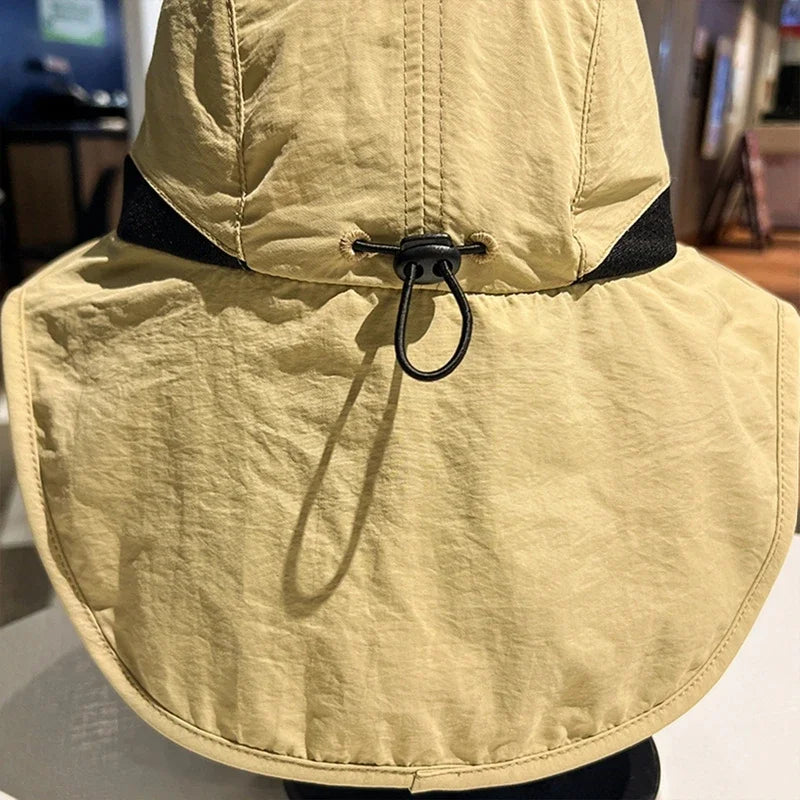 Waterproof & Quick-Drying Wide Brim Bucket Hat with Neck Flap