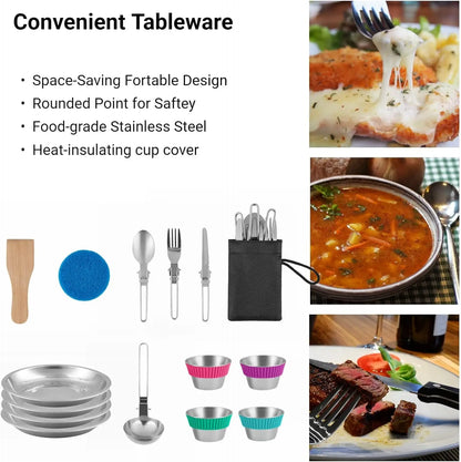 24-Piece Camping  outdoor RV Cookware Set for 2-4 people